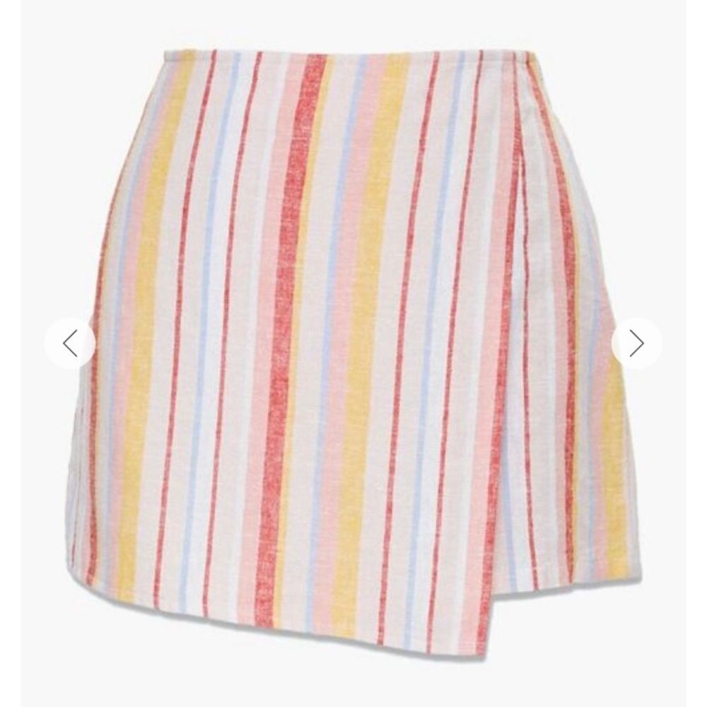 Forever 21 Multi Color Striped Skirted Short Skort  Linen  Blend  NWT